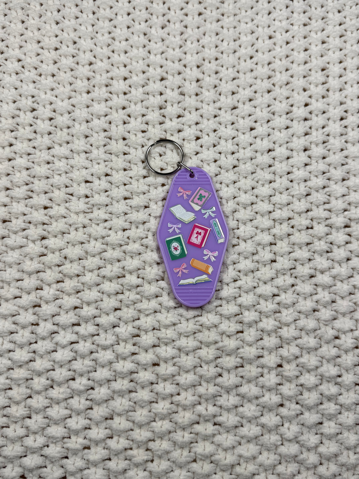 Purple Keychain - Bows and Books Design