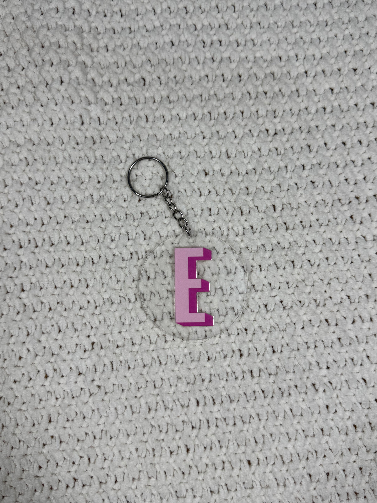 Personalized Pink Initial Acrylic Keychain