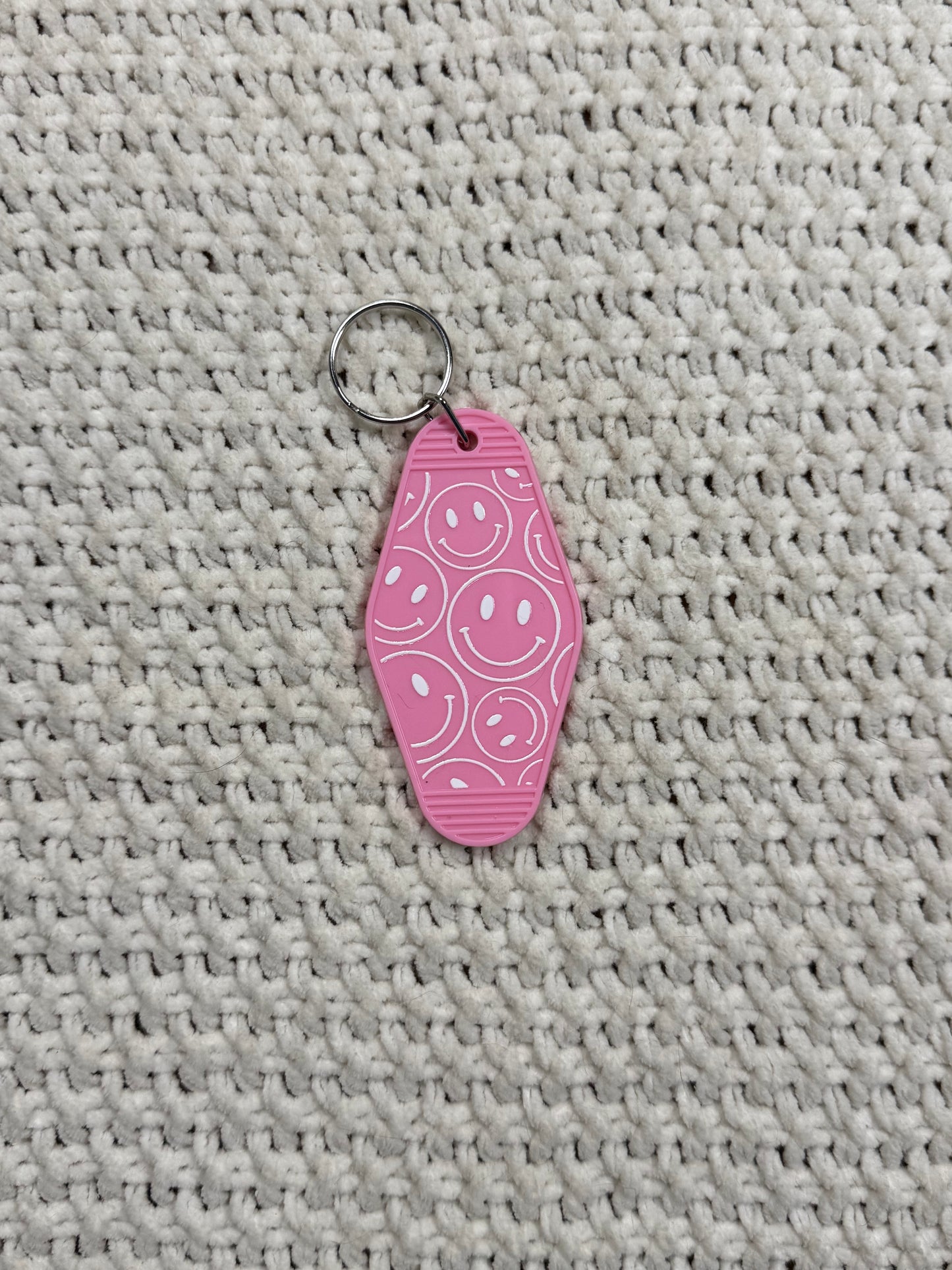 Pink Keychain - Smiley Faces Design
