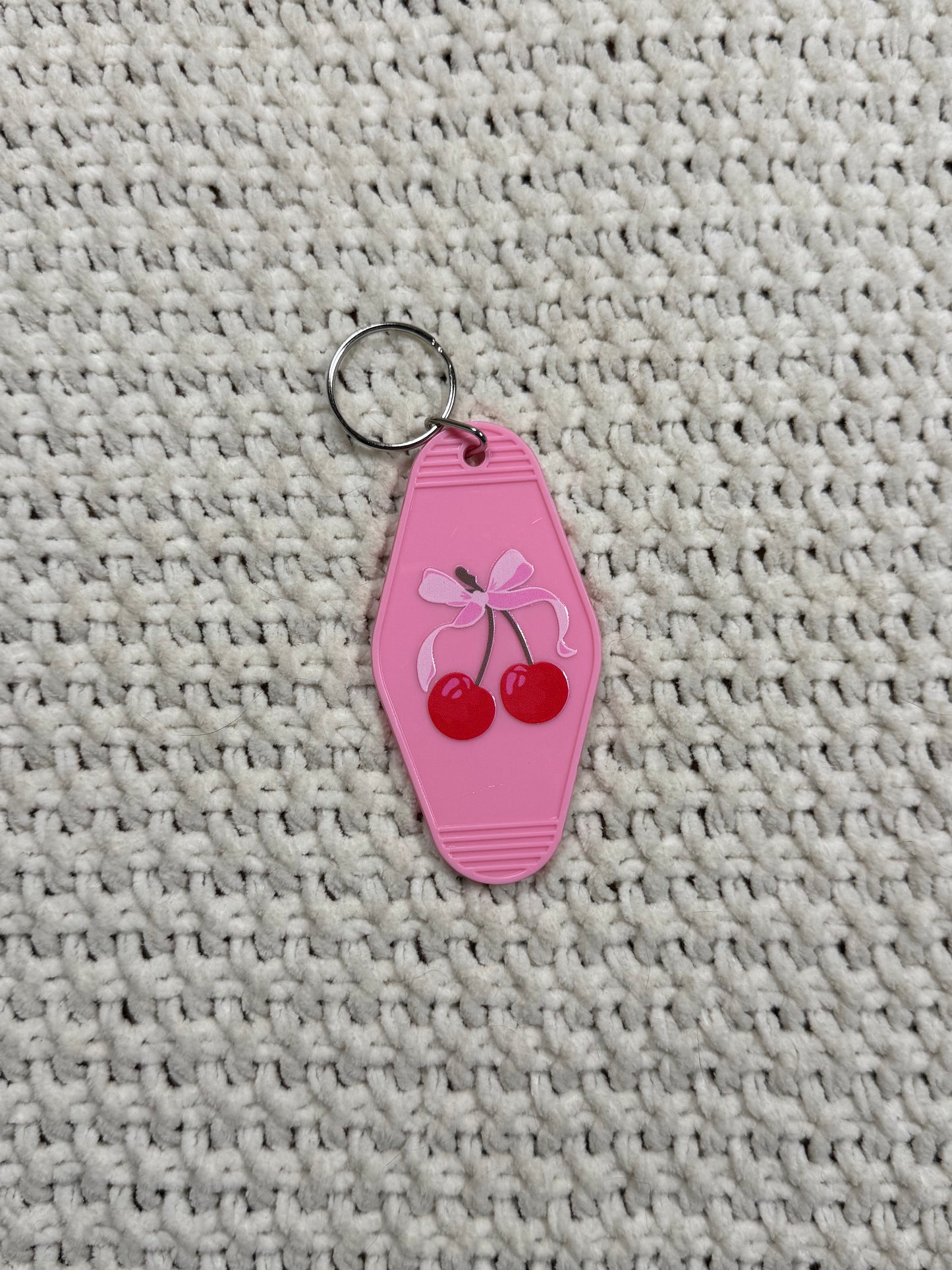 Pink Keychain - Cherry Bow Design