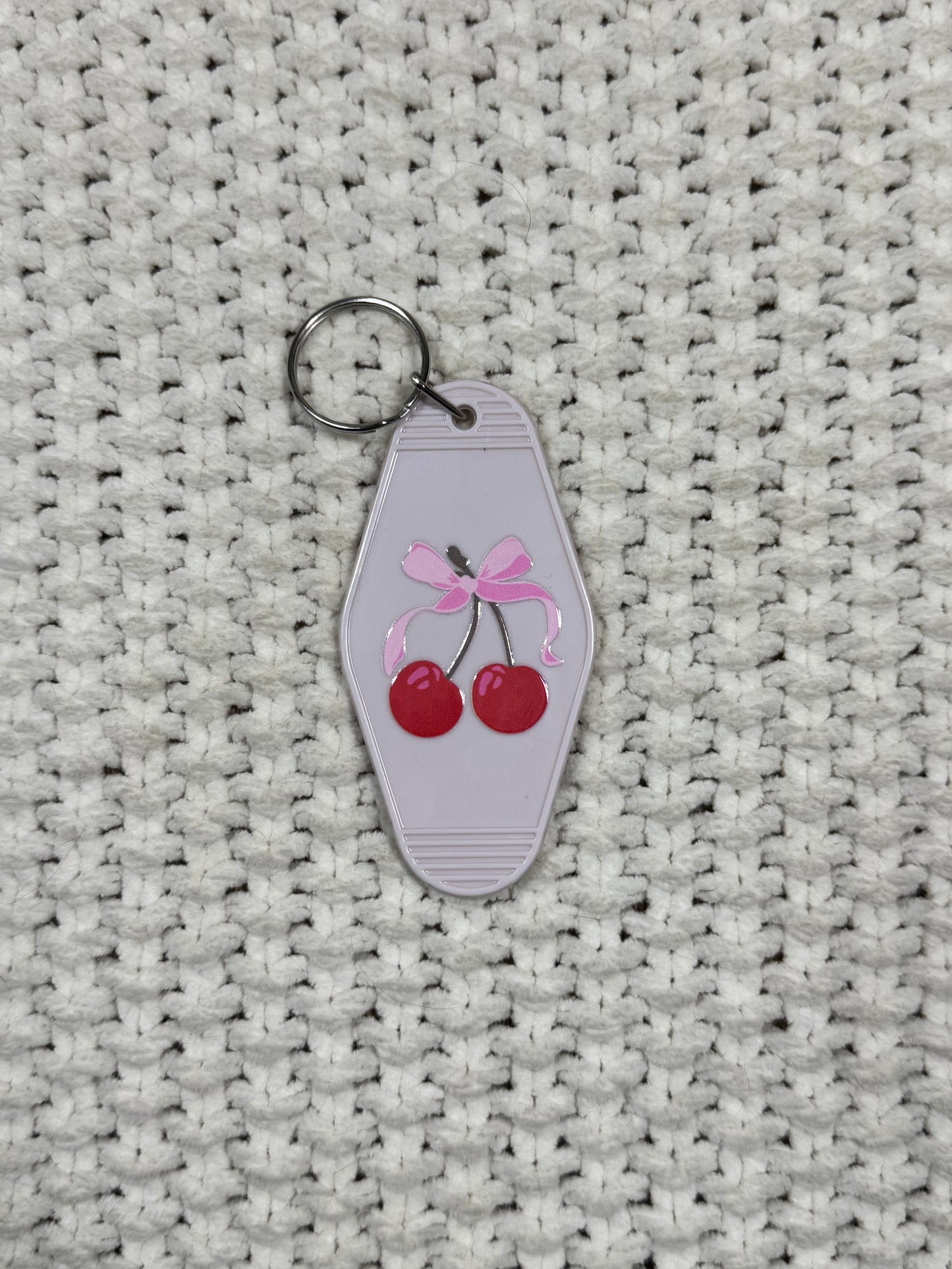 Pale Pink Keychain - Cherry Bow Design