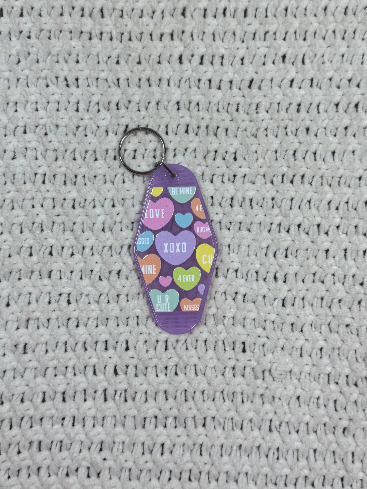 Translucent Purple Keychain - Candy Heart Design
