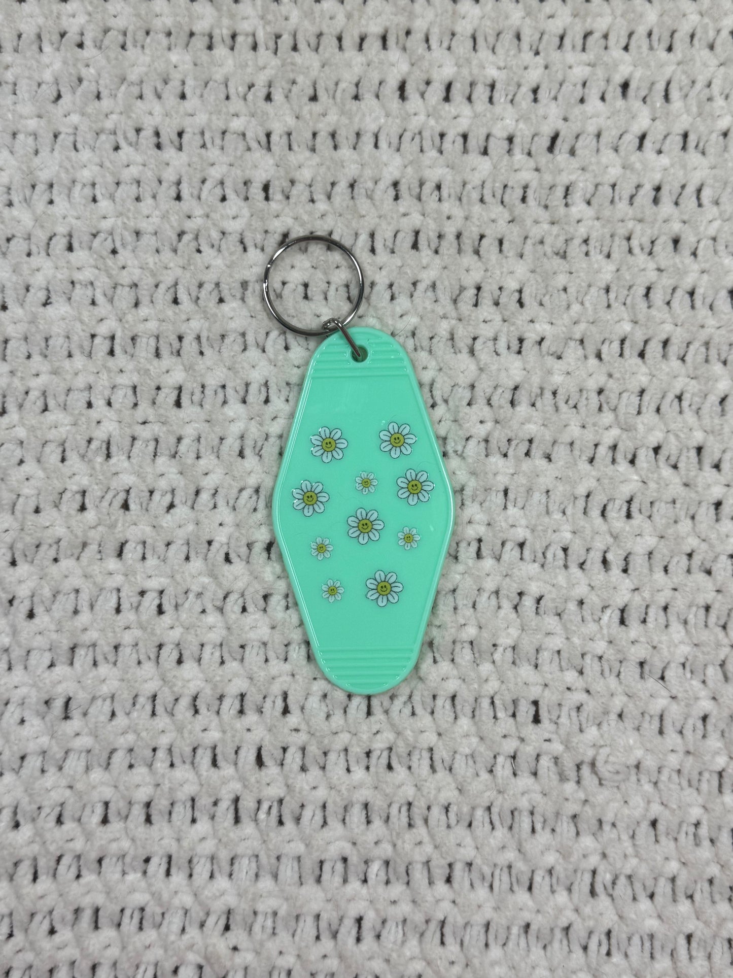 Mint Keychain - Daisy Smiley "text me when you get home" Design