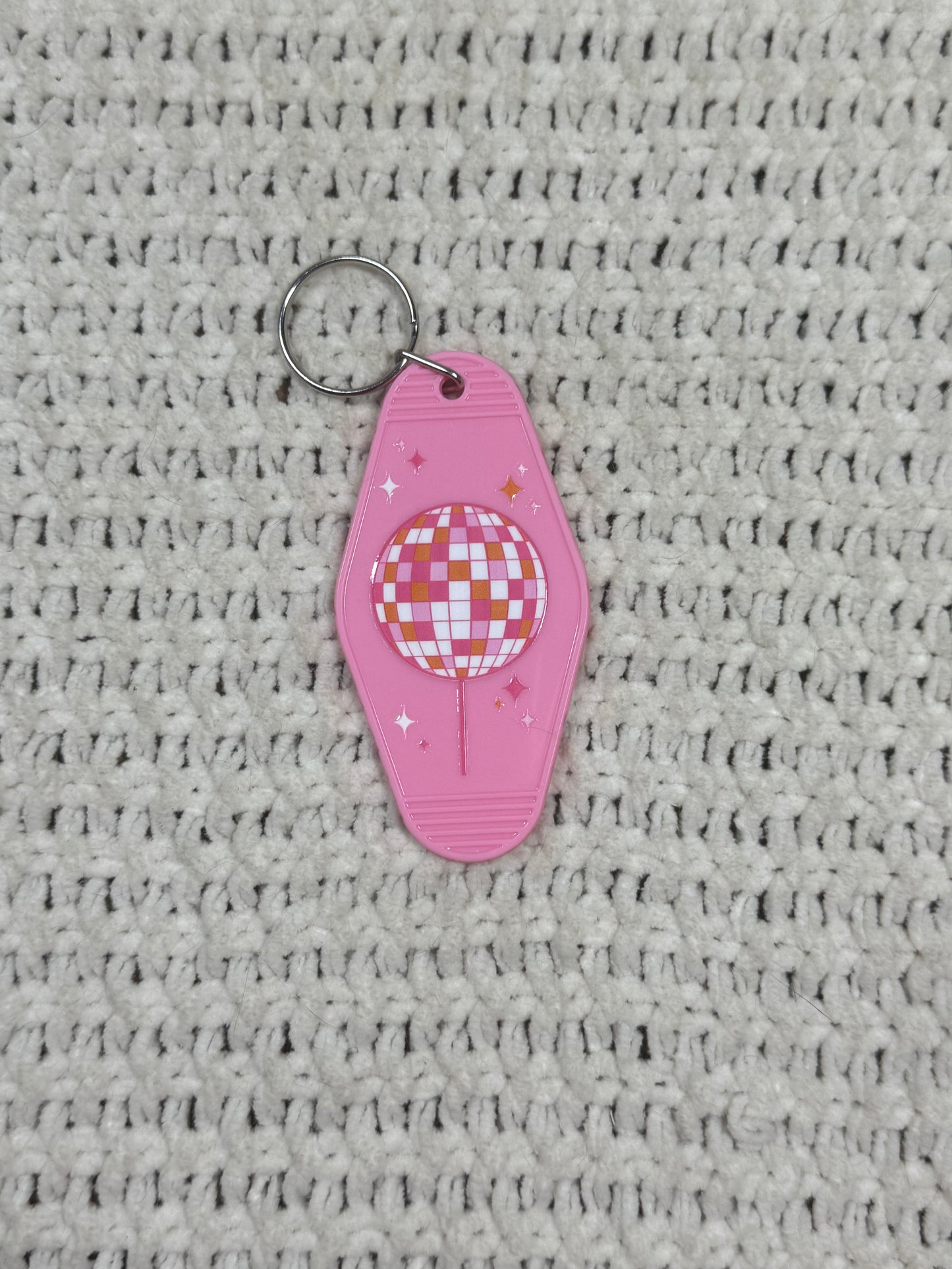 Pink Keychain - Disco Ball Design