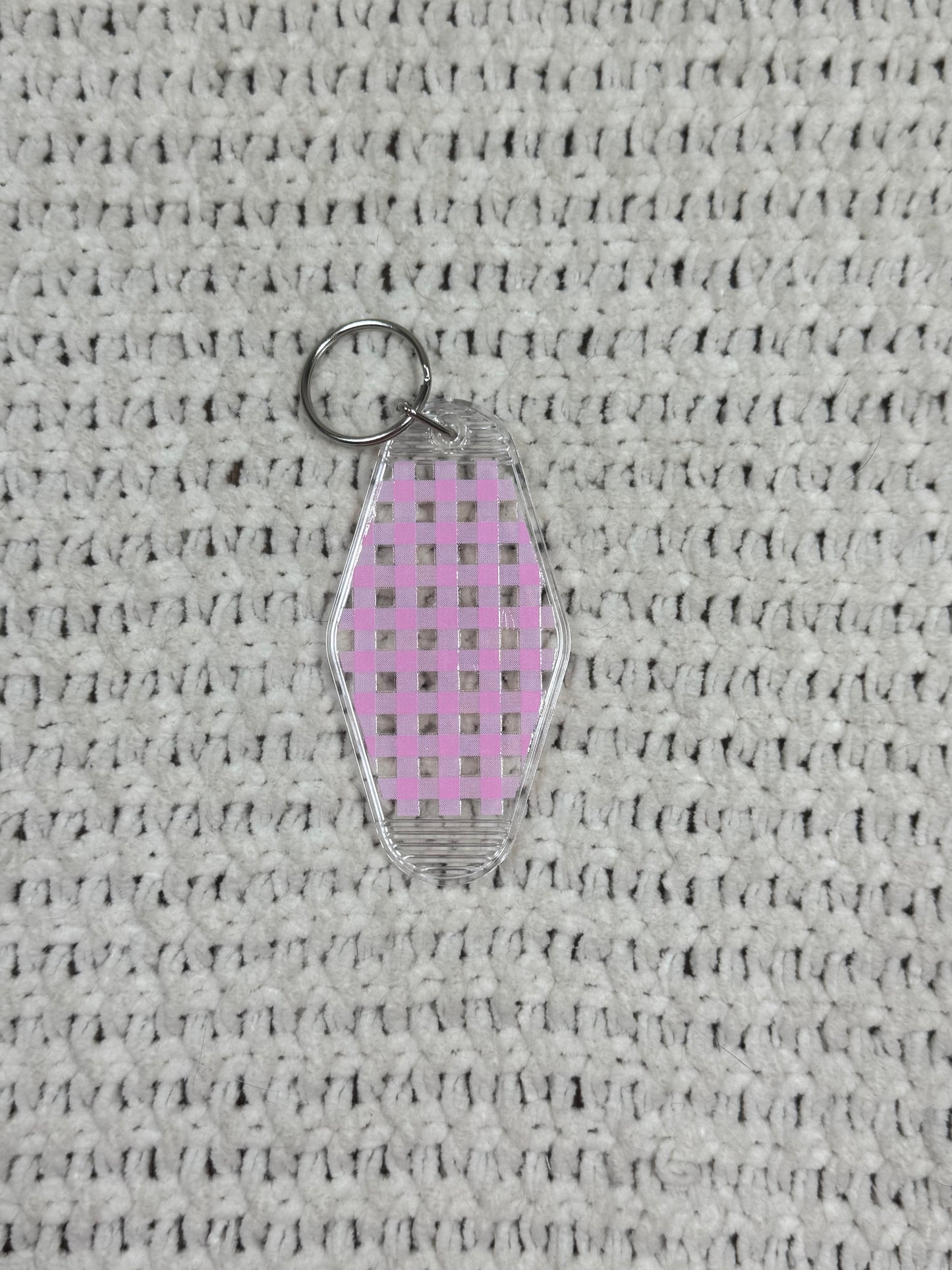 Clear Keychain - Gingham Design