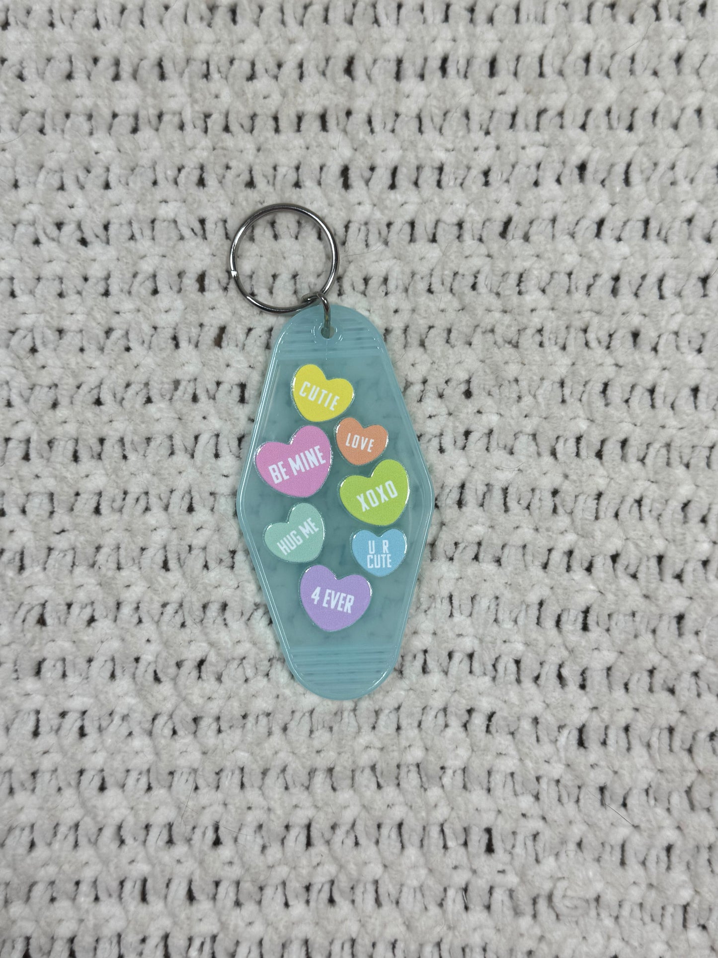 Translucent Blue Keychain - Candy Heart Design