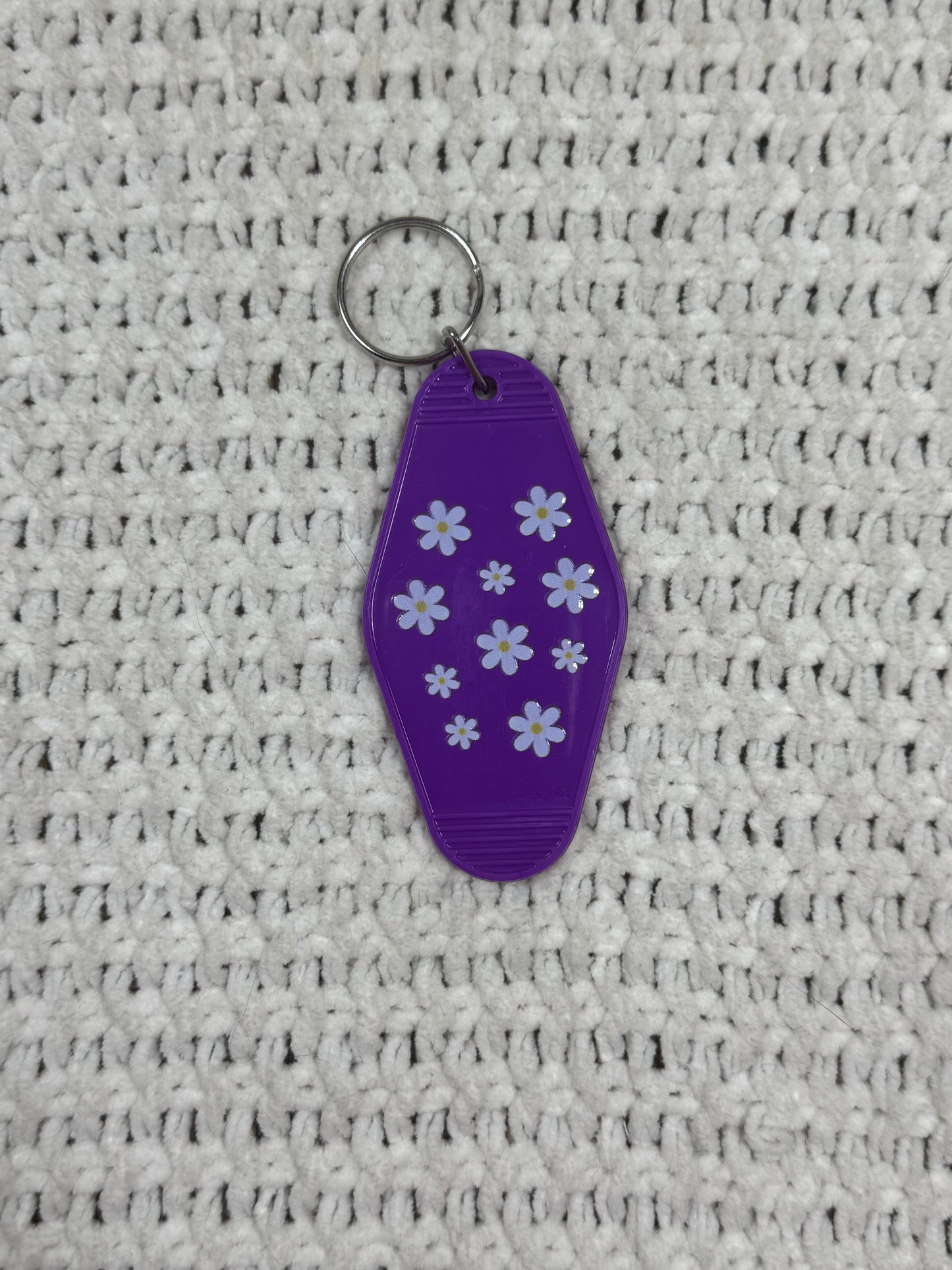 Purple Keychain - Daisy "text me when you get home" Design