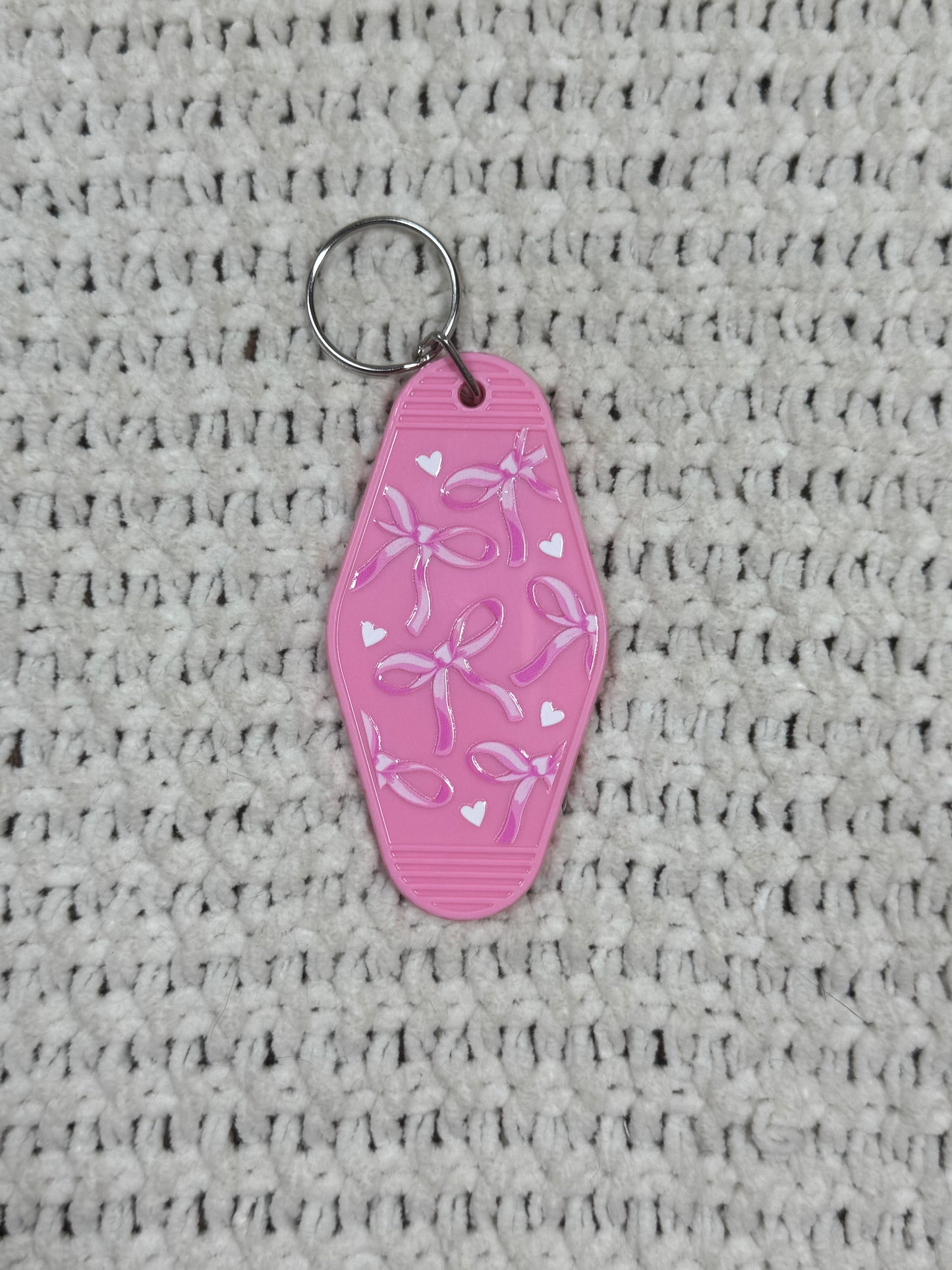 Pink Keychain - Bows and Hearts Design