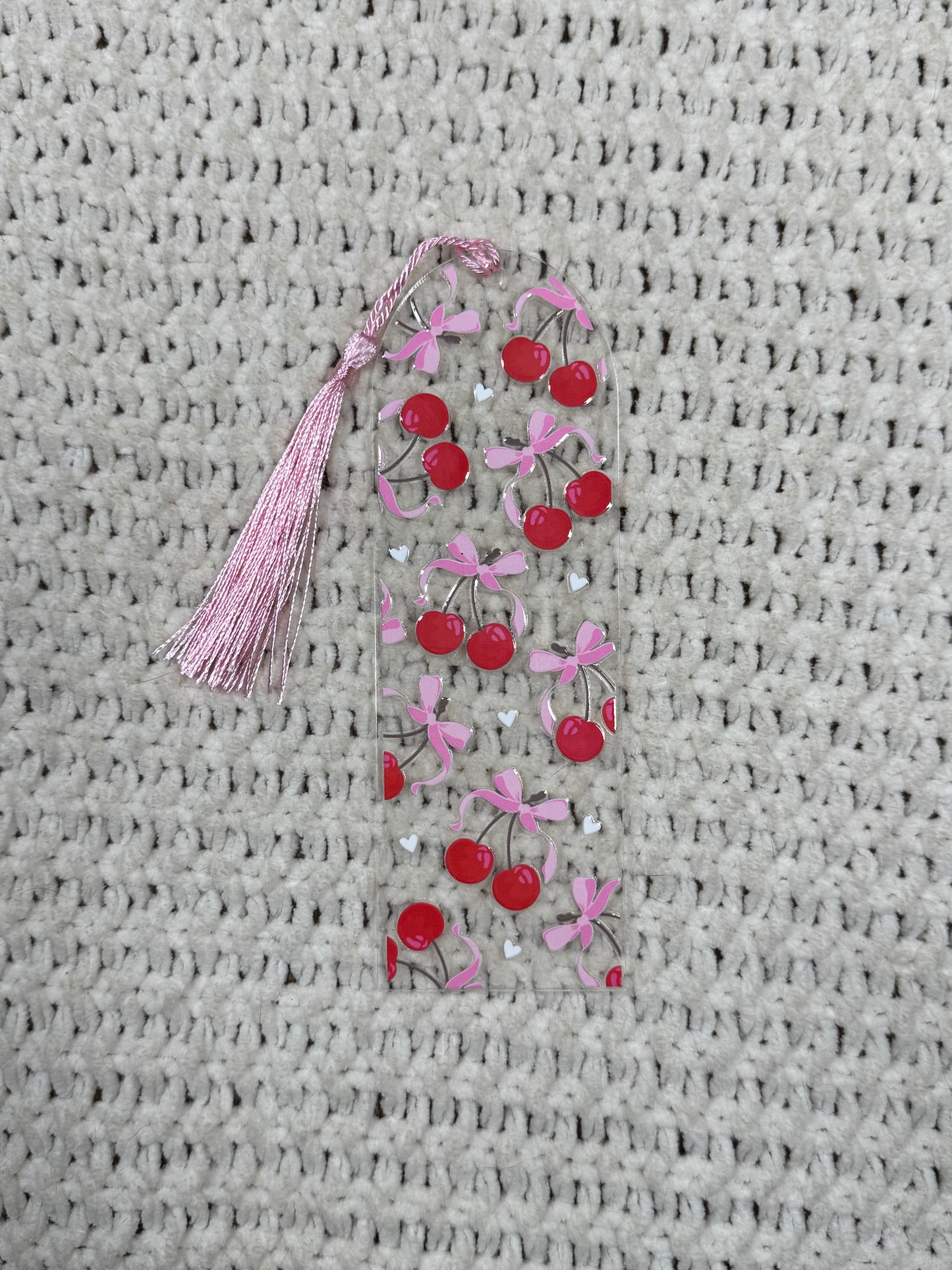 Cherries, Bows, Hearts Acrylic Bookmark