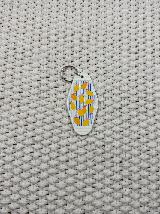 White Keychain - Lemons Design