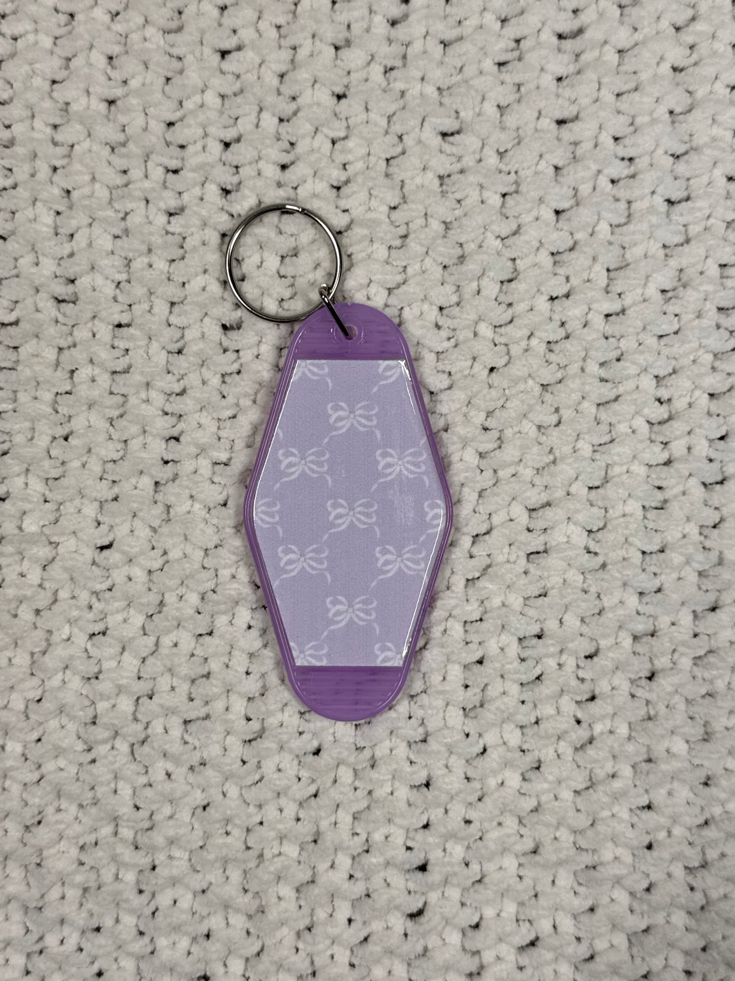 Translucent Purple Keychain - Lavender Bow Design