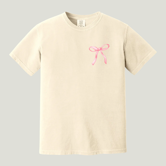 "love you more" Bow Short Sleeve Tee
