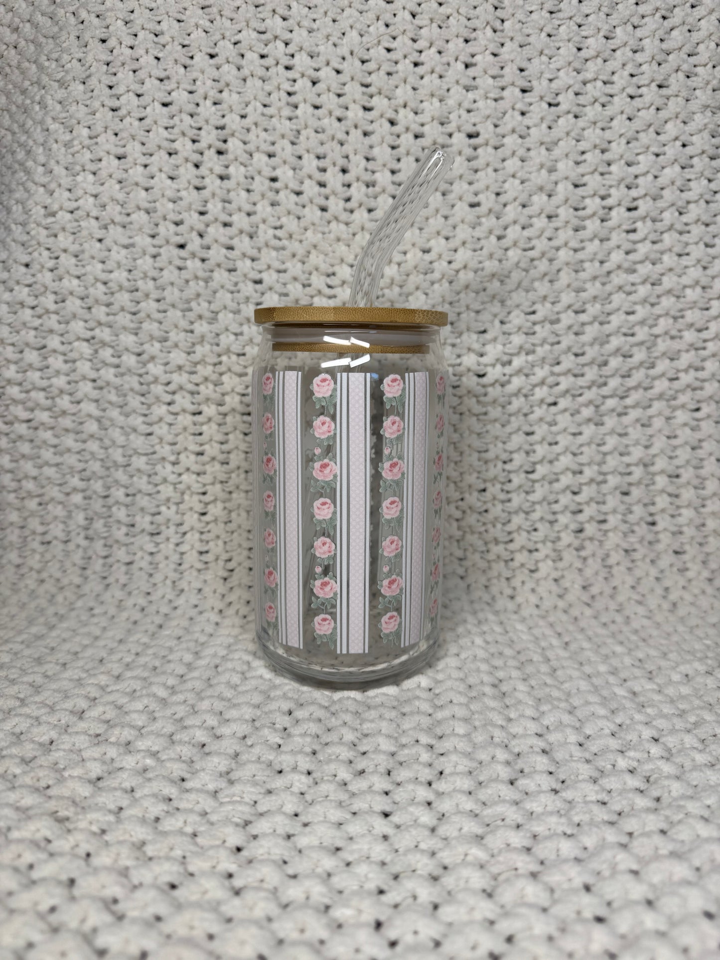 Pink Flowers and Stripes Cup