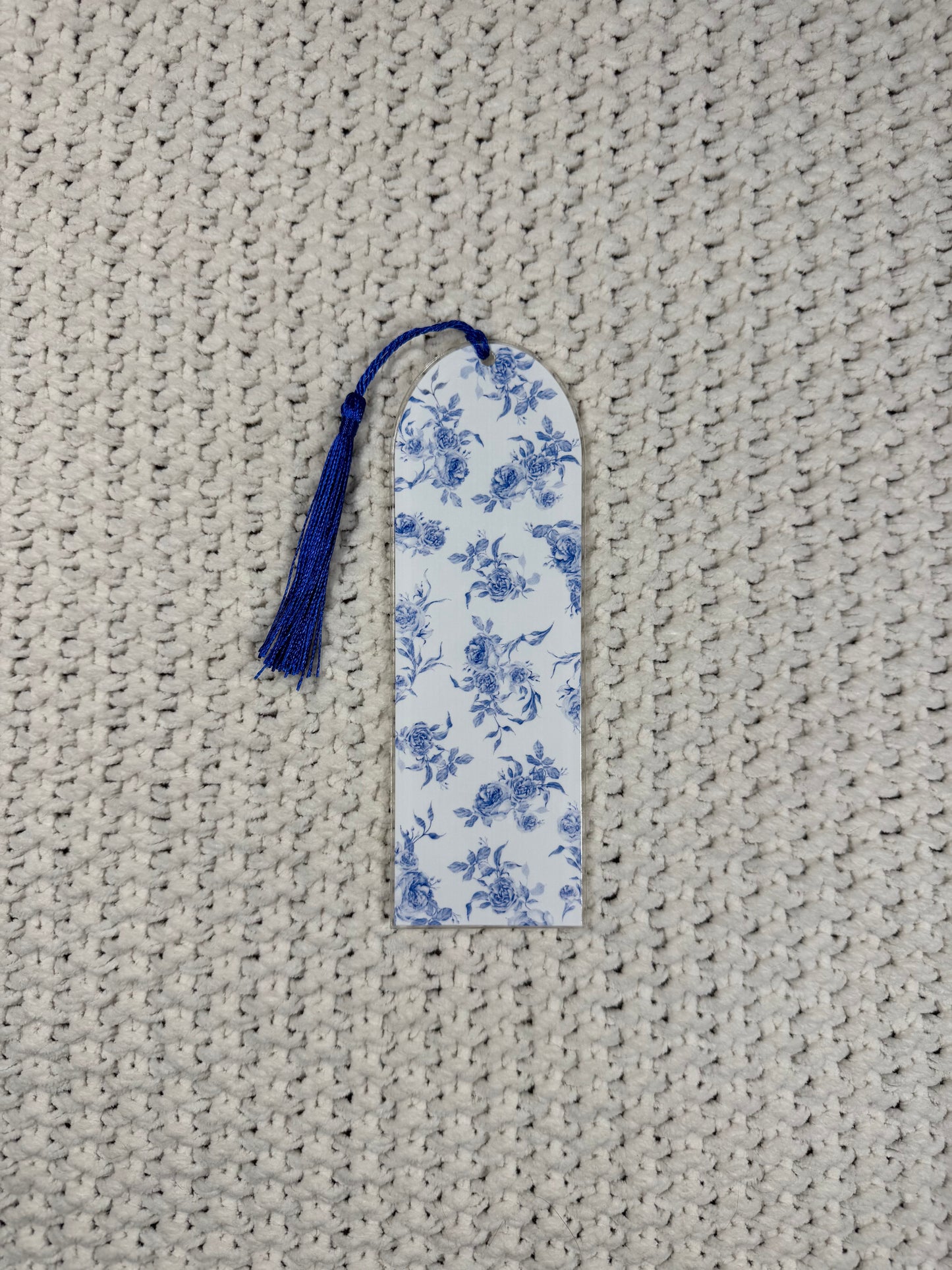Blue Floral Acrylic Bookmark
