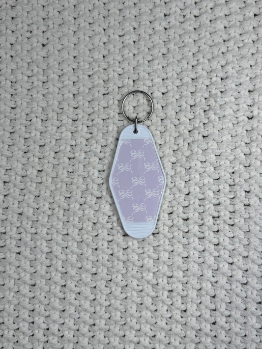 White Keychain - Lavender Bow Design