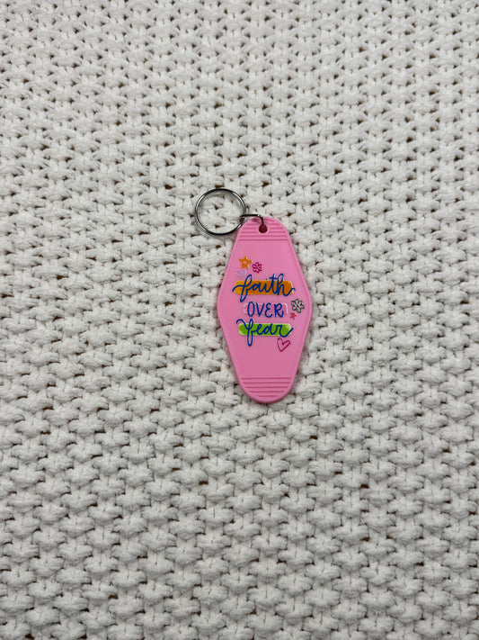 Pink Keychain - Faith Over Fear Design