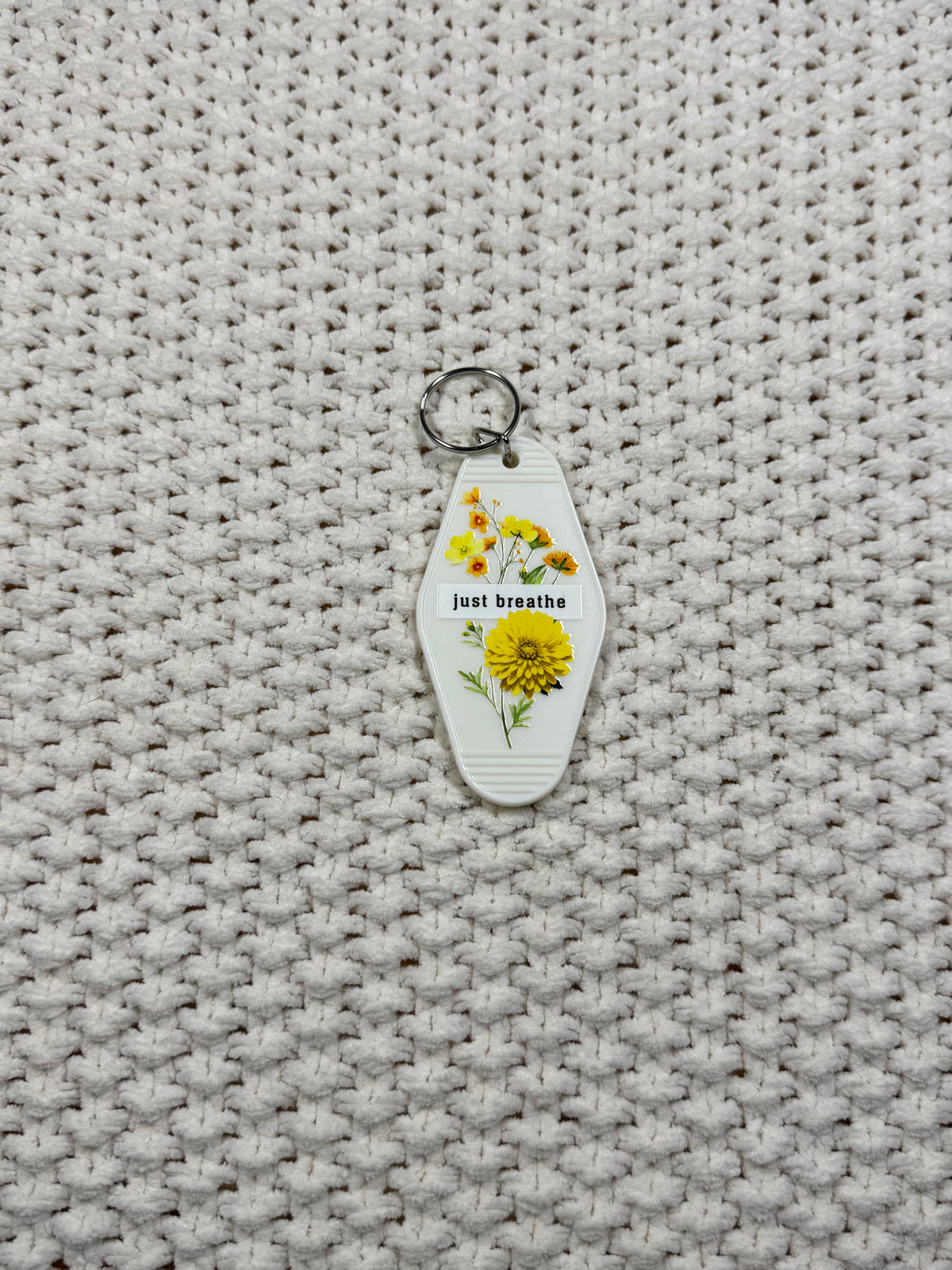 White Keychain - Just Breathe Design