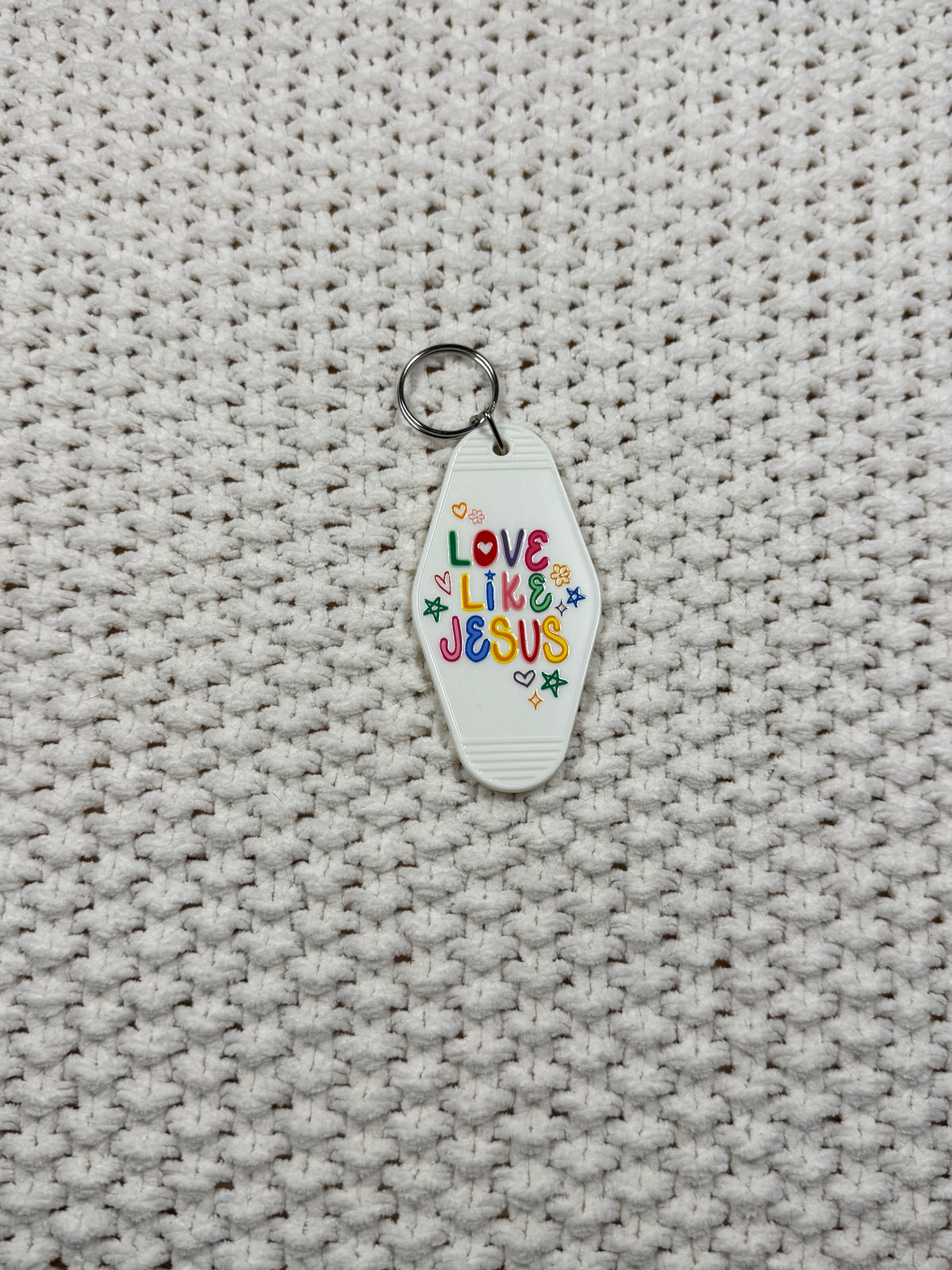 White Keychain - Love Like Jesus Design