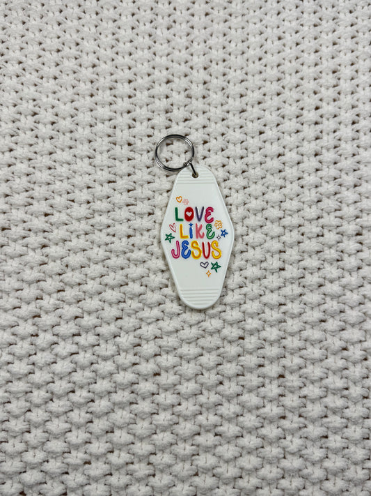 White Keychain - Love Like Jesus Design
