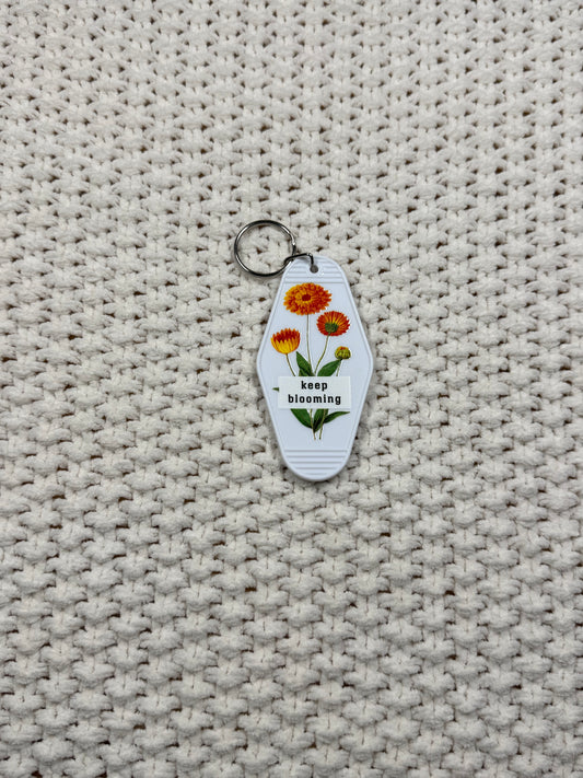 White Keychain - Keep Blooming Design