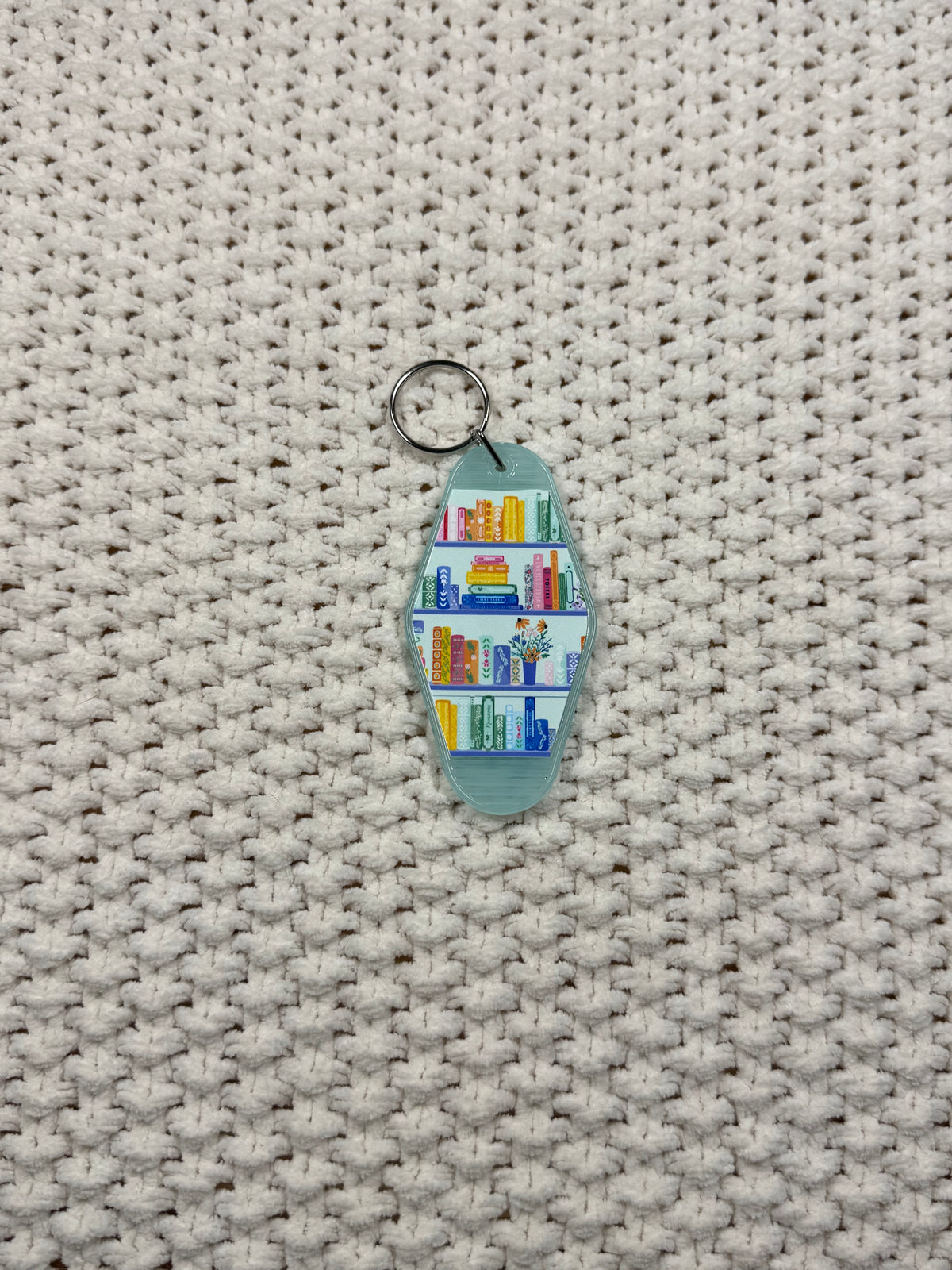 Translucent Blue Keychain - Bookshelf Design