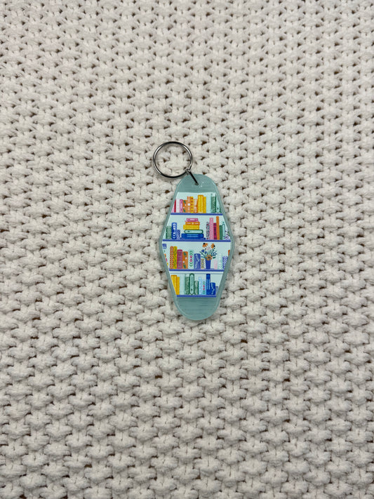 Translucent Blue Keychain - Bookshelf Design