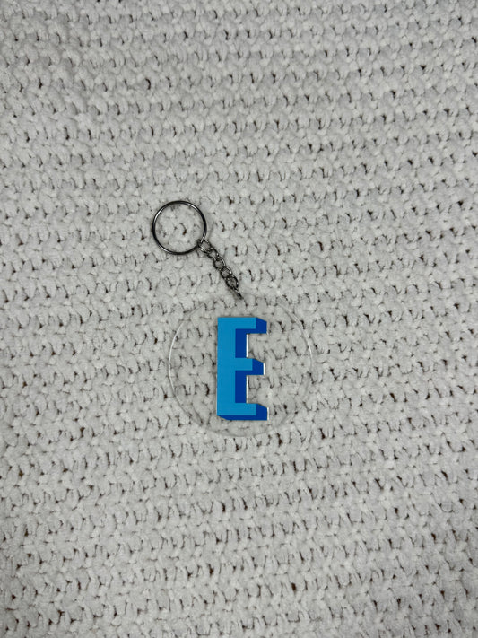 Personalized Blue Initial Acrylic Keychain