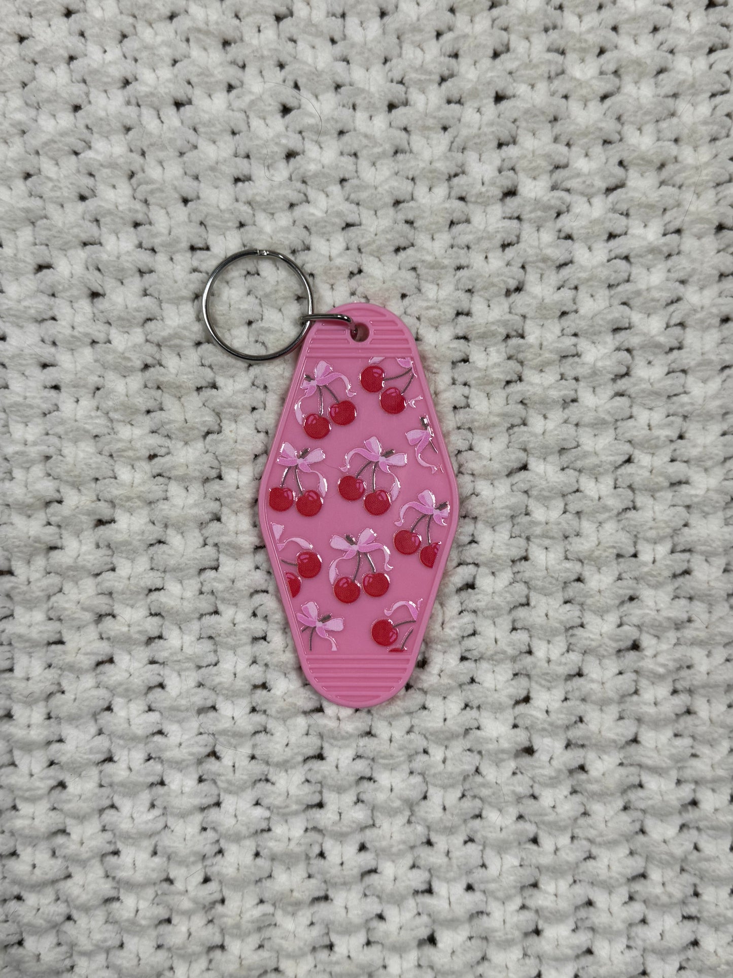 Pink Keychain - Cherry Bow Design