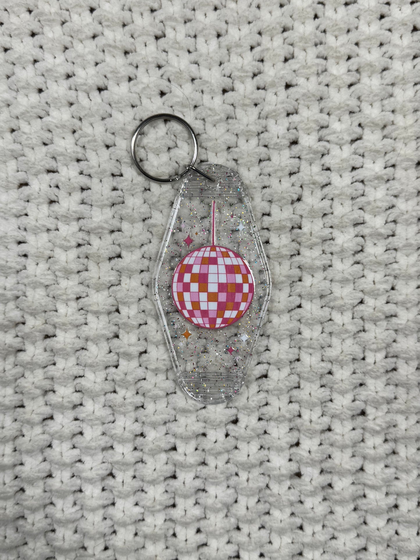 Clear Sparkle Keychain - Disco Ball Design