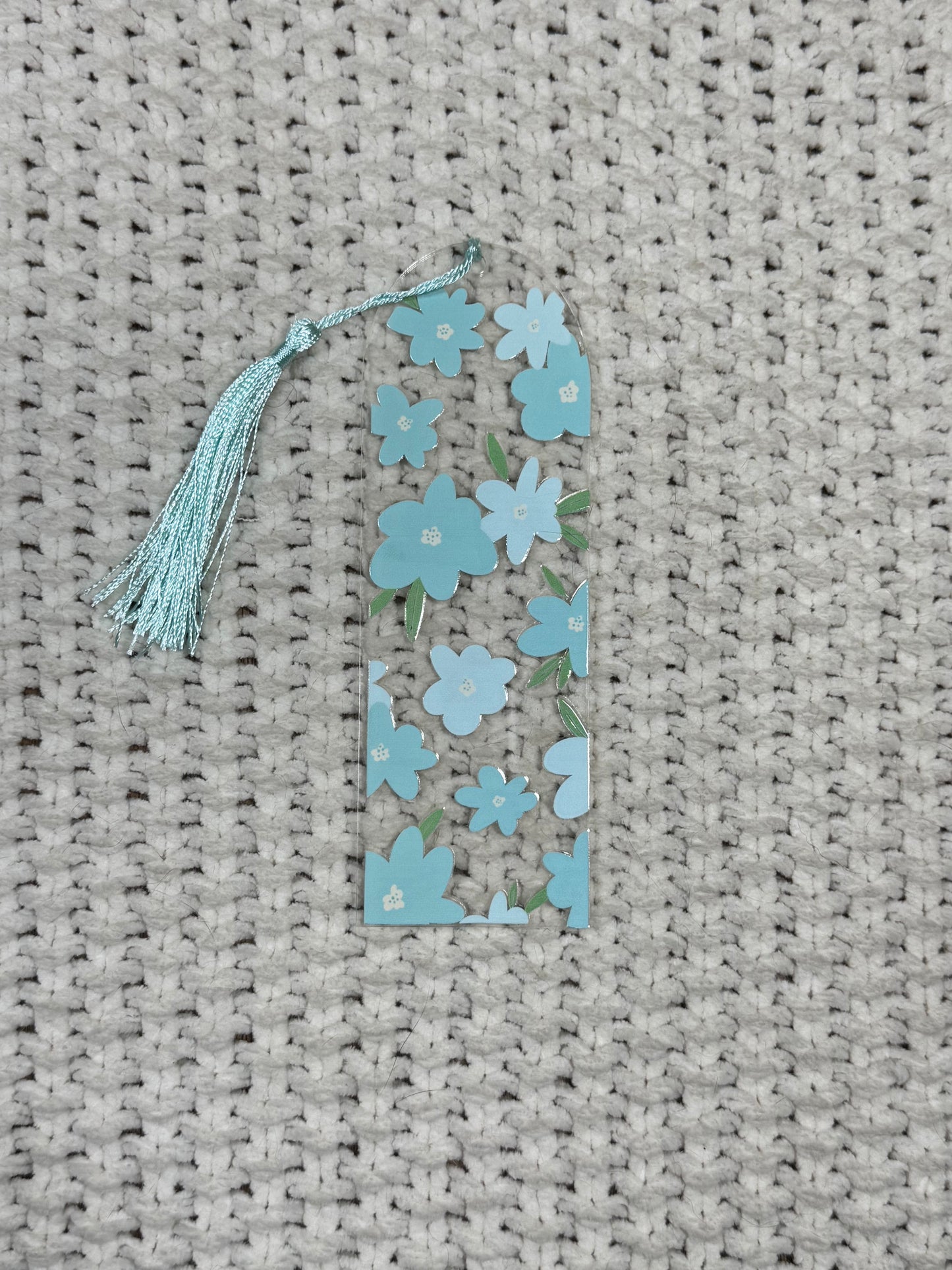 Blue Flowers Acrylic Bookmark