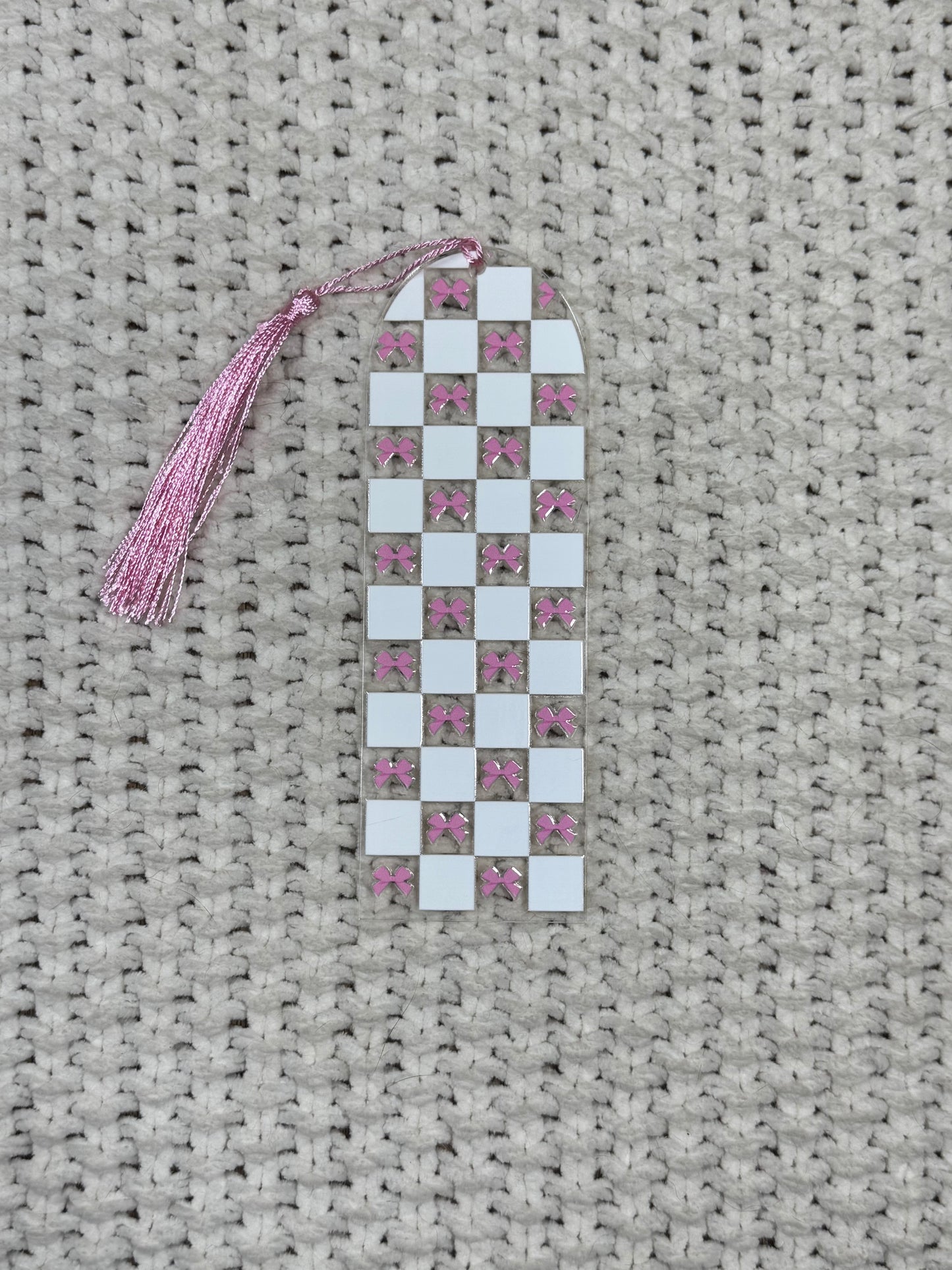 Checkered Bows Acrylic Bookmark