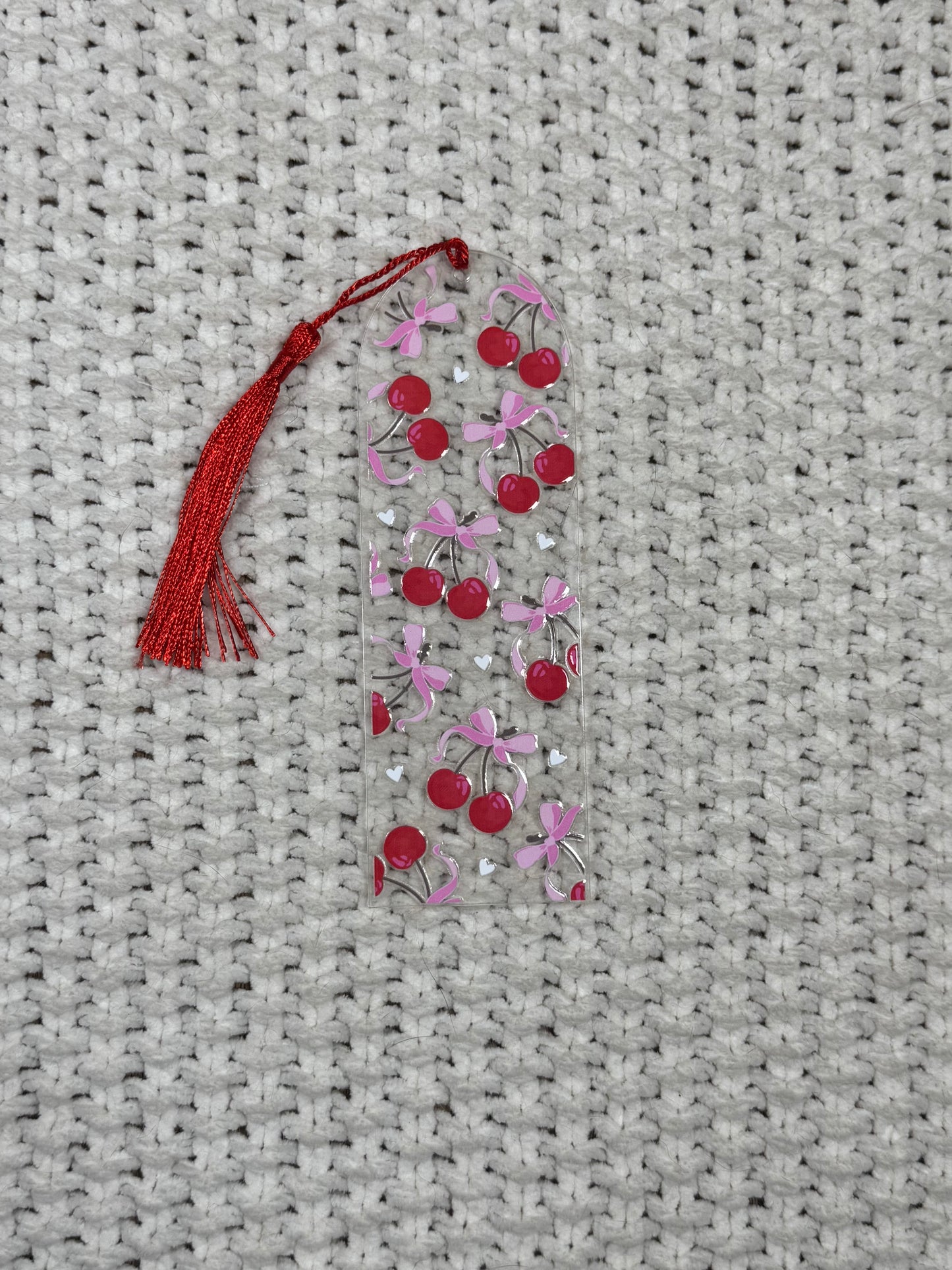 Cherries, Bows, Hearts Acrylic Bookmark