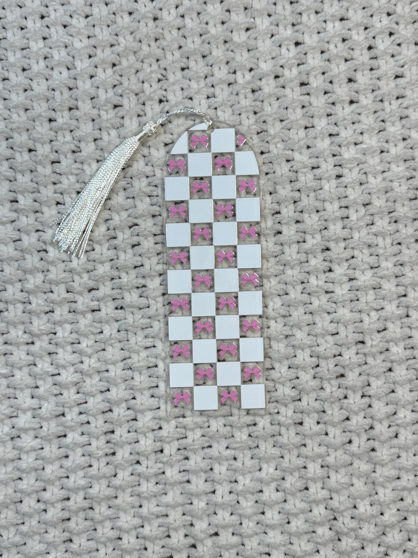 Checkered Bows Acrylic Bookmark