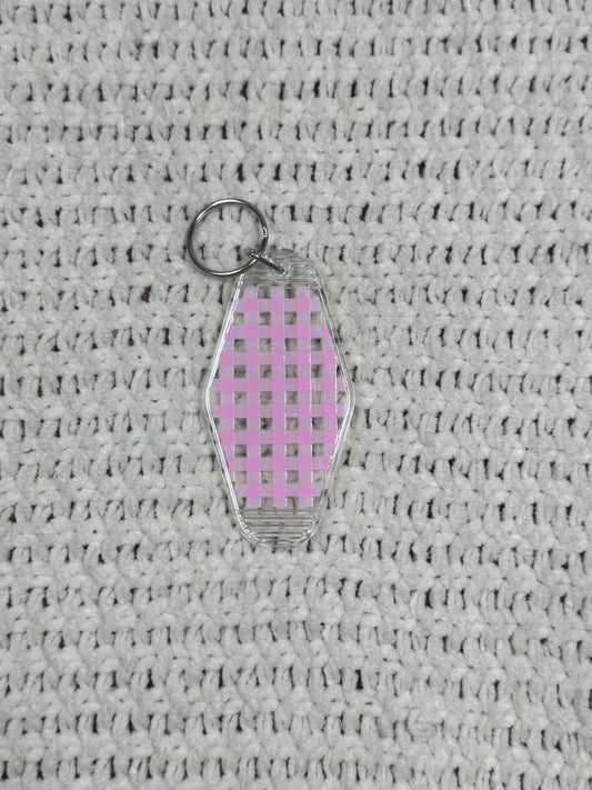 Clear Keychain - Gingham Design