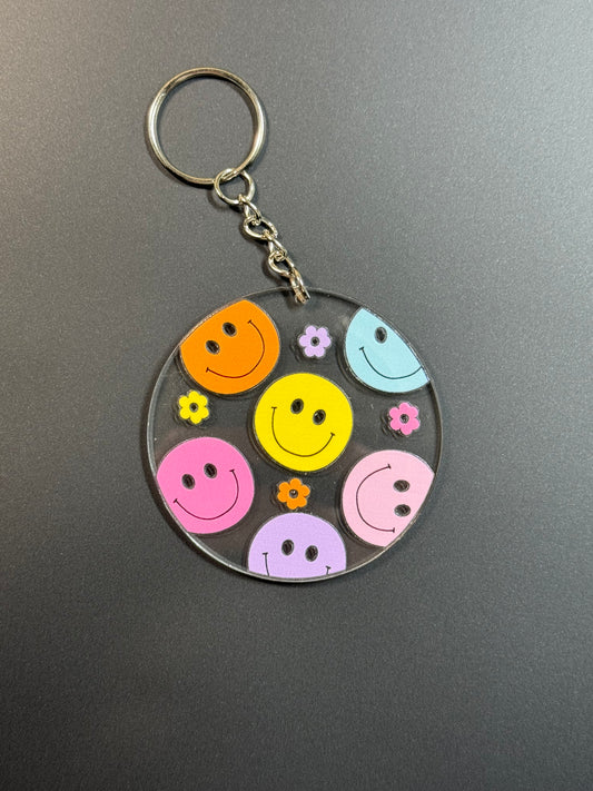 Colorful Smilies Acrylic Keychain