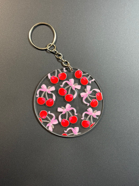 Cherry Bows Acrylic Keychain