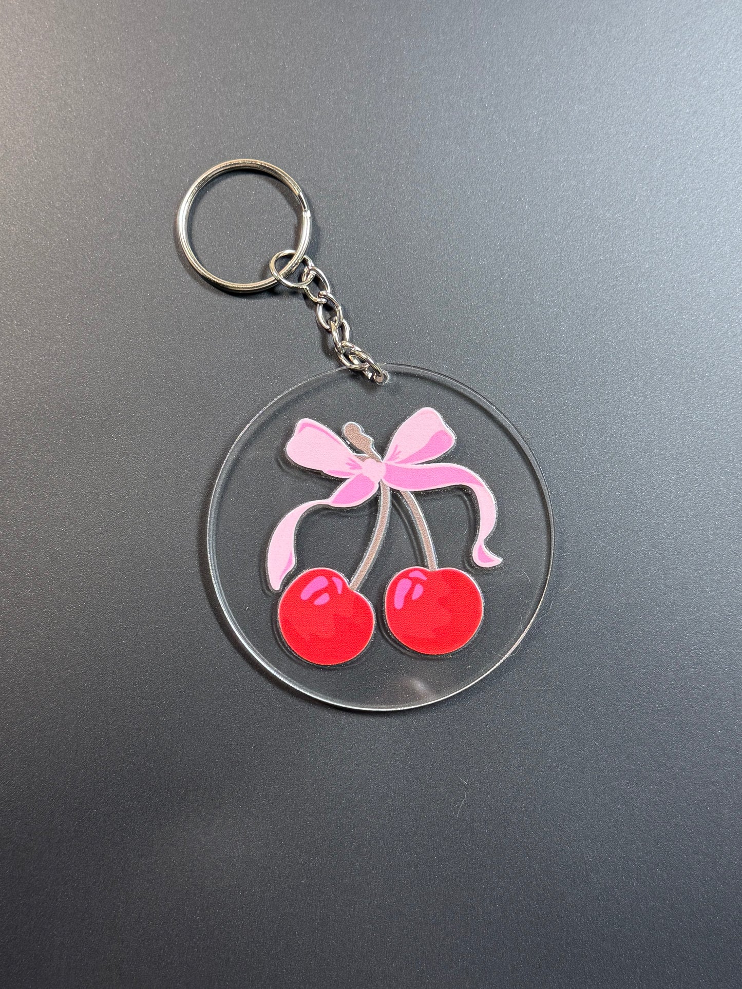 Cherry Bow Acrylic Keychain