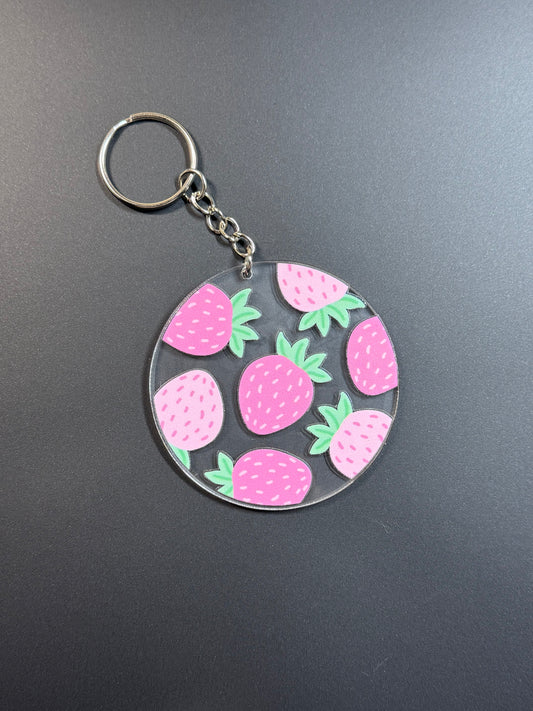 Strawberries Acrylic Keychain