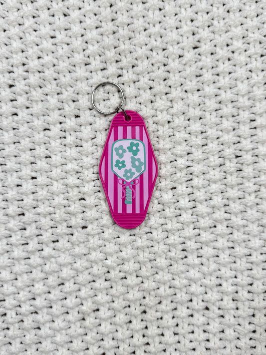 Fuchsia Keychain - Striped Pickleball Design